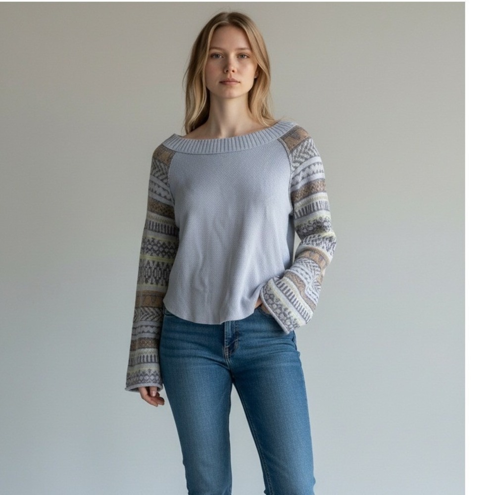 Free People Thermal Top Fairground Raglan Sleeve Boho Medium Layering Chic